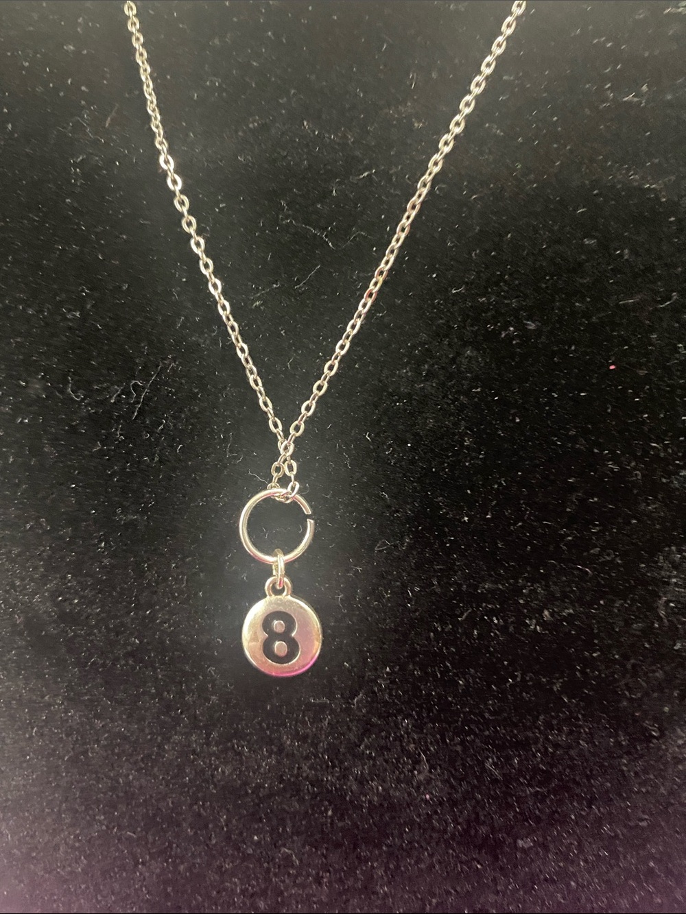 Silver '8' Charm Necklace - Women's Pendant unisex